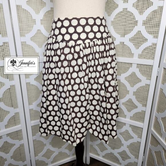 Necessary Objects Women's Brown & Cream Polka Dot Flare Skirt Size L - Picture 1 of 10